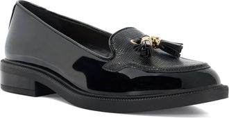 Dune London Ladies Grape Wide Fit Patent Tassel Loafers Size UK 4 Flat Heel Black