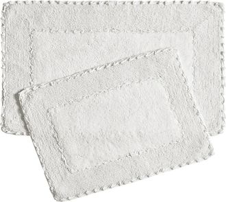 Laura Ashley Ruffle Cotton 2-Piece Bath Mat Set in White at Nordstrom Rack
