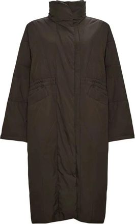 Cesare Gaspari Lange Gewatteerde Jas - Dames - Parka Jassen - Bruin - 2XL - Leer - Jassen