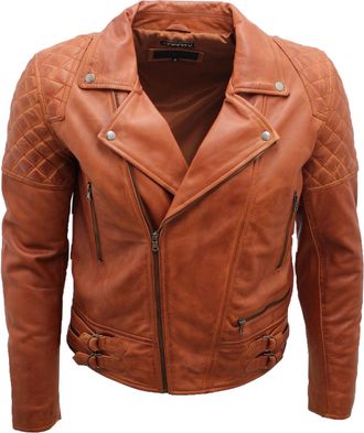 Infinity Leather Mens Quilted Leather Biker Jacket-Bordeaux