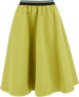 Plan C Citron Yellow Duchesse A-Line Midi Skirt