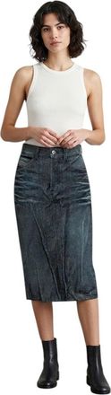 Diesel Blue Distressed Calf Length Skirt