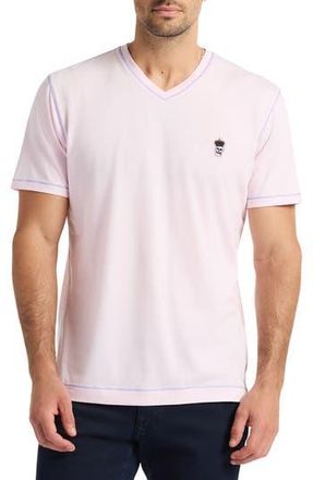 Robert Graham Damien V-Neck Knit T-Shirt in Pink at Nordstrom Rack, Size X-Large