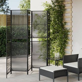 vidaXL Biombo De 5 Paneles Rat&aacute;n Sint&eacute;tico Negro Vidaxl