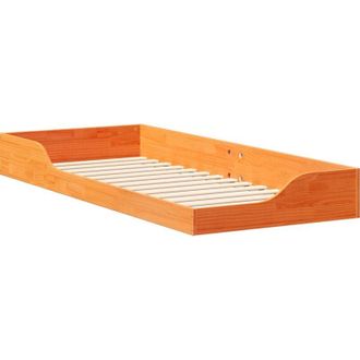 vidaXL Floor Bed Frame Wax brown 90 x 220 cm Solid pine wood Vidaxl
