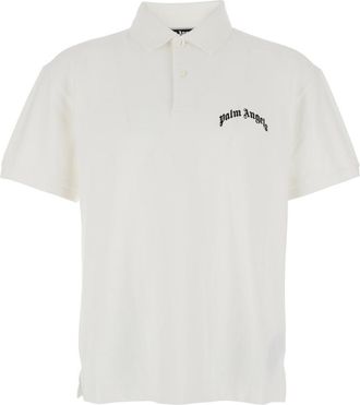 Palm Angels White Logo Shirt Collar Polo
