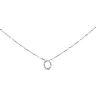 House of Brilliance 10K White Gold Diamond Accent A-Z Block Initial Pendant Necklace in White Gold | O at Nordstrom