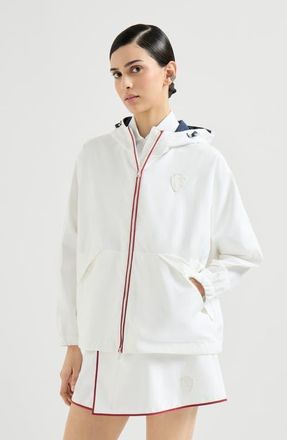 Brunello Cucinelli Hooded outerwear jacket with logo in White at Nordstrom, Size 38 It