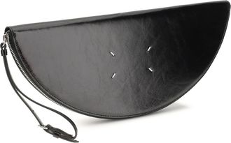 Maison Margiela Womens Halfmoon Leather Clutch Bag Black Calf Bos Taurus Clutches
