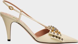 Valentino Garavani Bowow Studded Leather Slingback Pumps