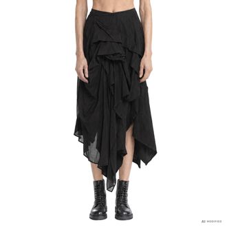 Yohji Yamamoto Twill Tucked Voluminous Skirt