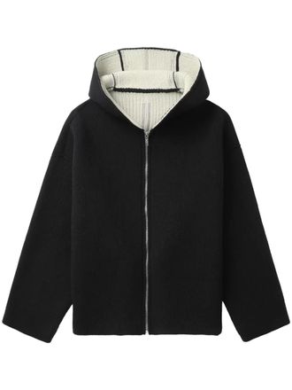 Rick Owens zipped hooded cardi-coat - women - Virgin Wool - L - Black