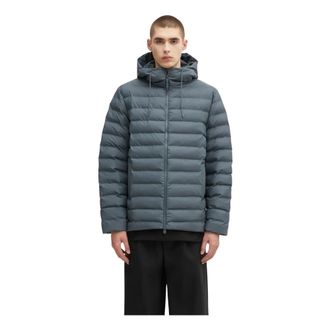 Rains Lohja Hooded Puffer Jacket - Heren - Winterjassen - Blauw - S - Leer - Jassen