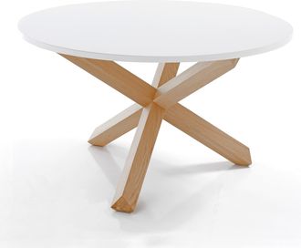 Oresteluchetta Oresteluchetta - Mesa Redonda Efecto Madera Lacada En Blanco Cm. Alto 75 X &Oslash; 120