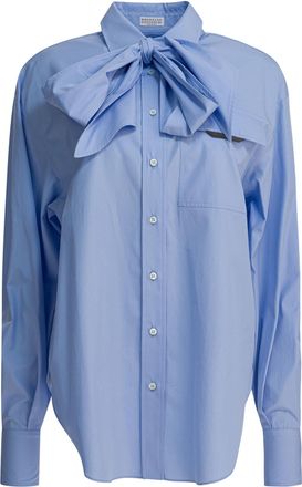 Brunello Cucinelli Brunello Cucinelli Womens Light Blue Cotton Shirt - Size X-Large