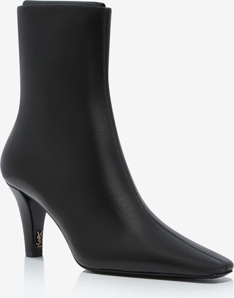 Saint Laurent Absatzstiefeletten aus Nappaleder mit quadratischen Zehen Jill 75