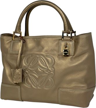 Loewe Gold Leather Handbag Tote Bag (Pre-Owned)
