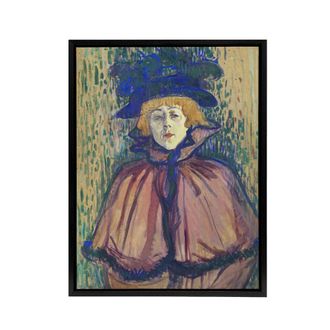 Artery8 Jane Avril Portrait with Hat Framed Canvas Wall Art Print Lautrec | Size: W24 x H32