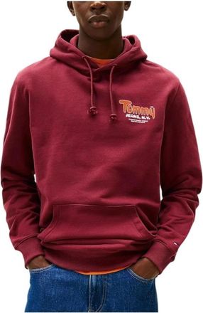 Tommy Hilfiger Fluwelen hoodie met logo borduursel - Heren - Hoodies - Rood - XL - Katoen - Hoodies & sweatvesten