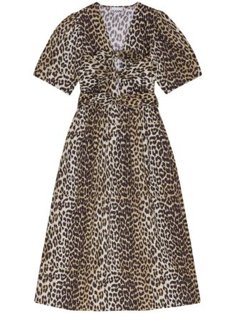 Ganni Leopard-print Midi Dress
