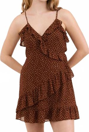 Very J Mocha Dot Dress In Brown
