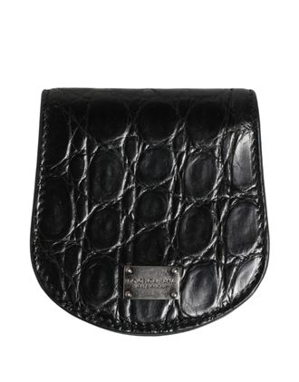 Dolce & Gabbana Black Exotic Skin Condom Case Holder Pocket Mens Wallet