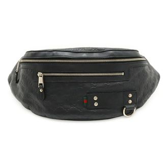 Gucci Black Rubber Coated Canvas Leather Pouch Sling Bag (Pre-Owned)
