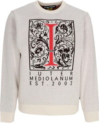 Iuter Kust Jumper Sweater met Print Detail - Heren - Ronde hals truien - Grijs - XL - Katoen - Truien & Vesten