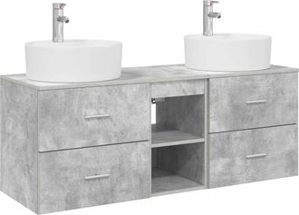 vidaXL Juego De Muebles De Ba&ntilde;o 3 Uds. Gris Hormig&oacute;n Vidaxl