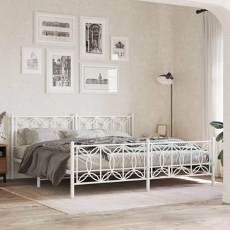 vidaXL Vidaxl - Giroletto con Testiera e Pediera Metallo Bianco 200x200 cm