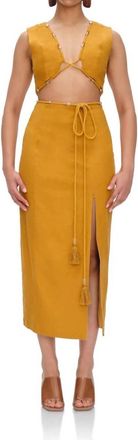 Andrea Iyamah Womens Vela Cut Out Midi Dress In Mustard