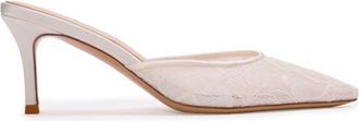 Black Suede Studio Jayla 70 Lace Mule in White Floral Lace at Nordstrom, Size 37 Eu