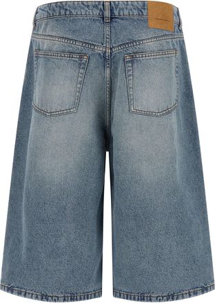 Ami Mens Blue Cotton Bermuda Shorts