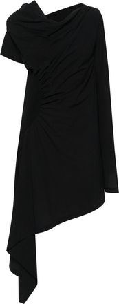 Issey Miyake crepe asymmetric mini dress - women - Polyurethane/Recycled Nylon/Polyester - 2 - Black