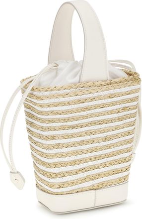 Roger Vivier Womens Bucket Bag Viv Skate Raffia Beige Shoulder