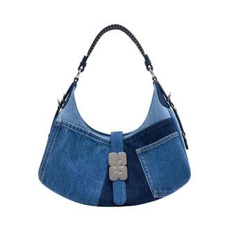 Ganni Shoulder Bags, female, Blue, Size: ONE SIZE Small Kat Bag