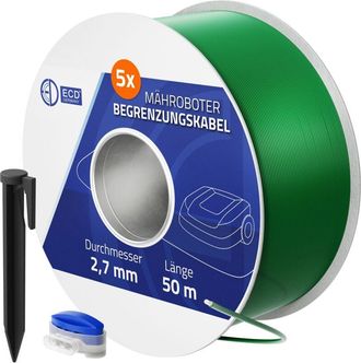 ECD Germany Ecd Germany Cable Delimitador Universal Para Robots Cortac&eacute;sped Alambre De 250m + 1000 Clavijas De Tierra + 60 Conectores Cobre Esta&ntilde;ado Para Jard&iacute;n C