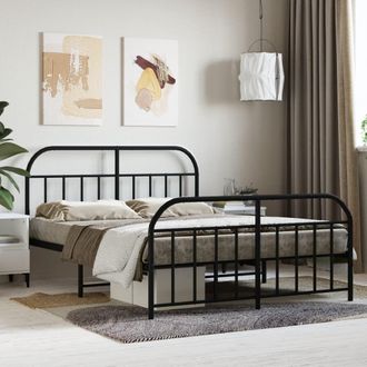 Berkfield Home Metal Bed Frame with Headboard & Footboard Black 140x190 cm