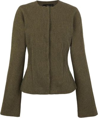 Cortana Rider- getailleerde groene melange jas - Dames - Blazers - Groen - S - Leer - Jassen