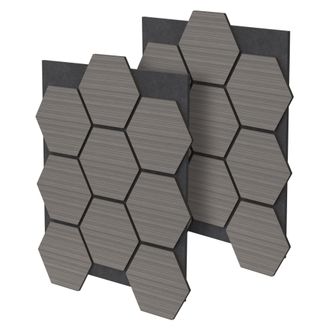 ML Design Ml-design - 2x Paneles Ac&uacute;sticos Hexagonales 66,5x81x2cm 1 M&sup2; Mdf Tratamiento De Insonorizaci&oacute;n Gris Aislamiento F&oacute;nico De Pared Puerta Techo Absorben