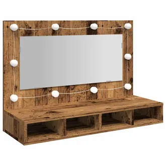 vidaXL Mobile A Specchio Con Led Legno Antico 90x31,5x62 Cm - Vidaxl