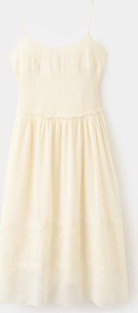 Mango Vestito dettagli ricamati bianco sporco - Donna - S - MANGO