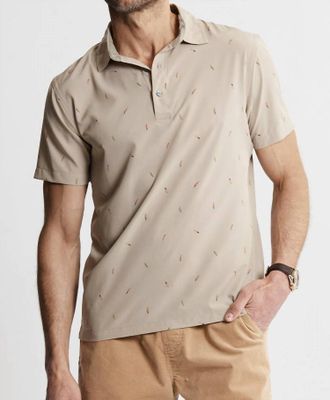 Jachs NY Gravityless Performance Polo In Tan Spicy Print