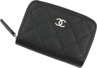 Chanel Matelasse Black Grained Calfskin Coin Purse/Coin Case (Pre-Owned)