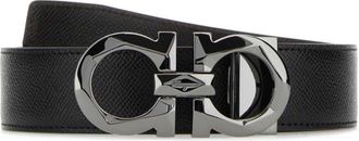 Ferragamo Black Logo Buckle Belt
