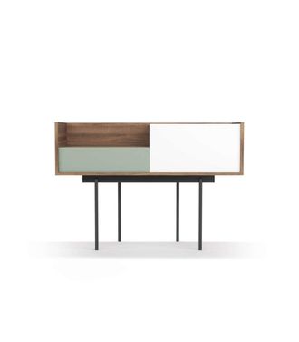 HERDASA Herdasa - Recibidor Modelo 673 Acabado Nogal Combinado Con Verde Y Blanco, 84cm(alto) 122cm(ancho) 42cm(prof.)