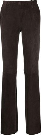 Stouls flared suede trousers - women - Lamb Skin/Silk/Cotton/Spandex/Elastane/Spandex/Elastane - M - Brown