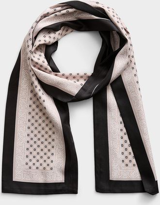 Simons Womens Geo pattern satiny double-layer scarf