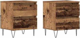 vidaXL Vidaxl - Armario de Noche con cajón 2 pcs Madera vieja 40 x 35 x 50 cm