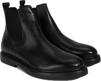 Desa Man Leather Boots - Elastic Laces, Flat Heel, Breathable | Black - 43